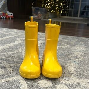 Totes Vibrant Yellow Boots with Gray Stripes